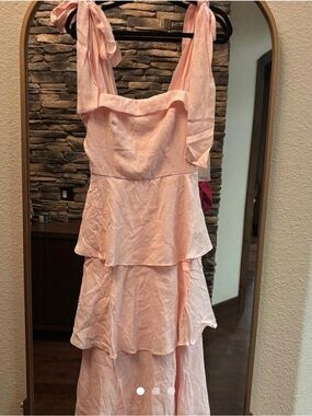 Trixxi Blush Tiered Tie-Shoulder Maxi Dress